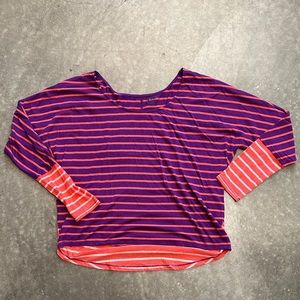 3/$10 SPECIAL! EUC Arizona Jean Co Striped Hi Lo Long Sleeve Top Size 1X